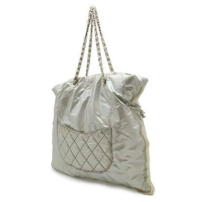 Chanel Coco Mark Fur Drawstring Chain Shoulder Bag Shoulder Nylon Fur Metallic