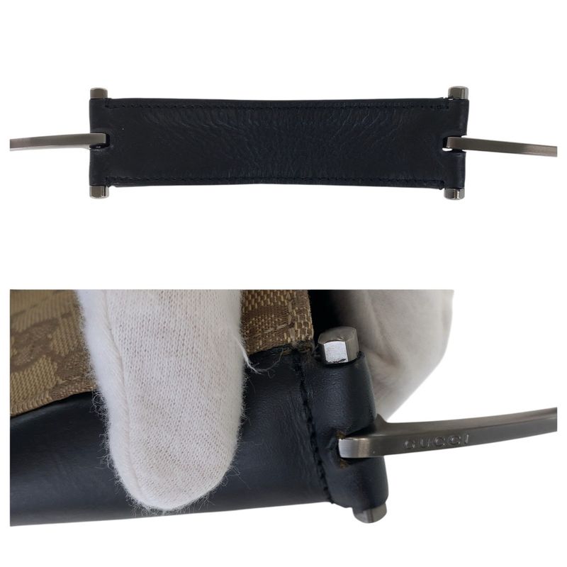 Gucci Brown Silver Hardware GG Canvas/leather 001 3181 Shoulder Bag Women 504849