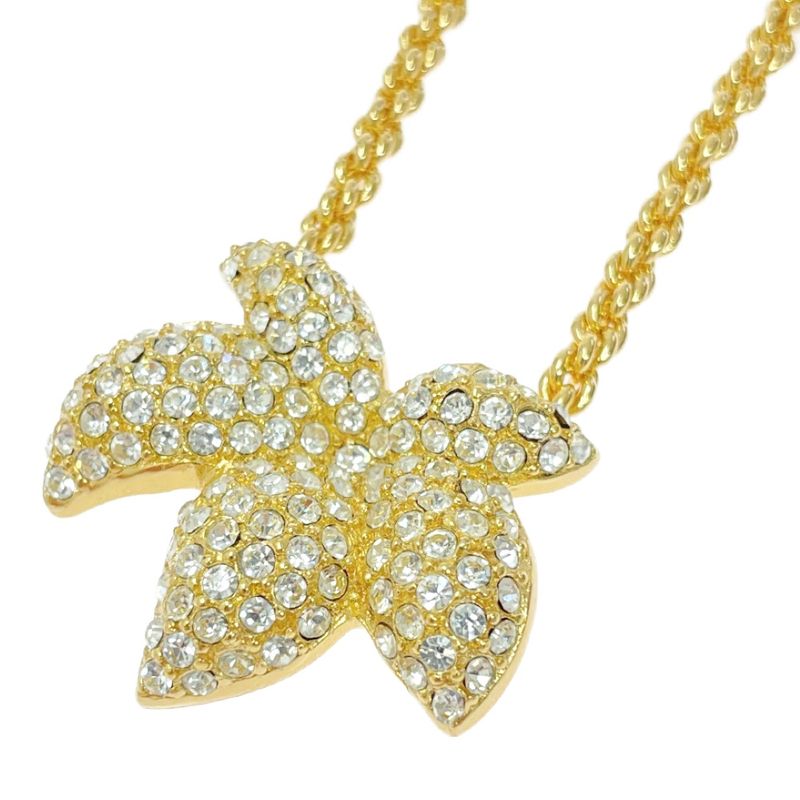 Christian Dior GP Rhinestone Flower Motif Necklace Gold 434394 Necklace