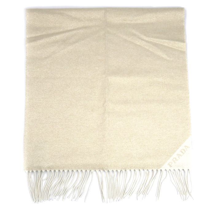 Prada Jacquard Evening Scarf Gold And White 1fs091_dgi_f0x0a IC Chip Silk X