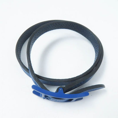 Hermes Be Api Dubretour Blue Hardware Bracelet Leather Navy T4 With Box And