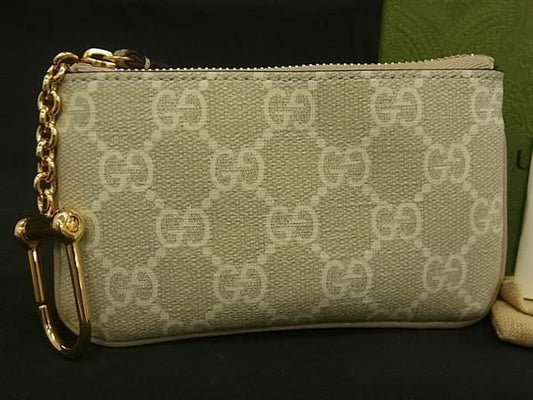 Gucci GG Pattern PVC Coin Case Coin Purse Women's Light Grey Fa4161