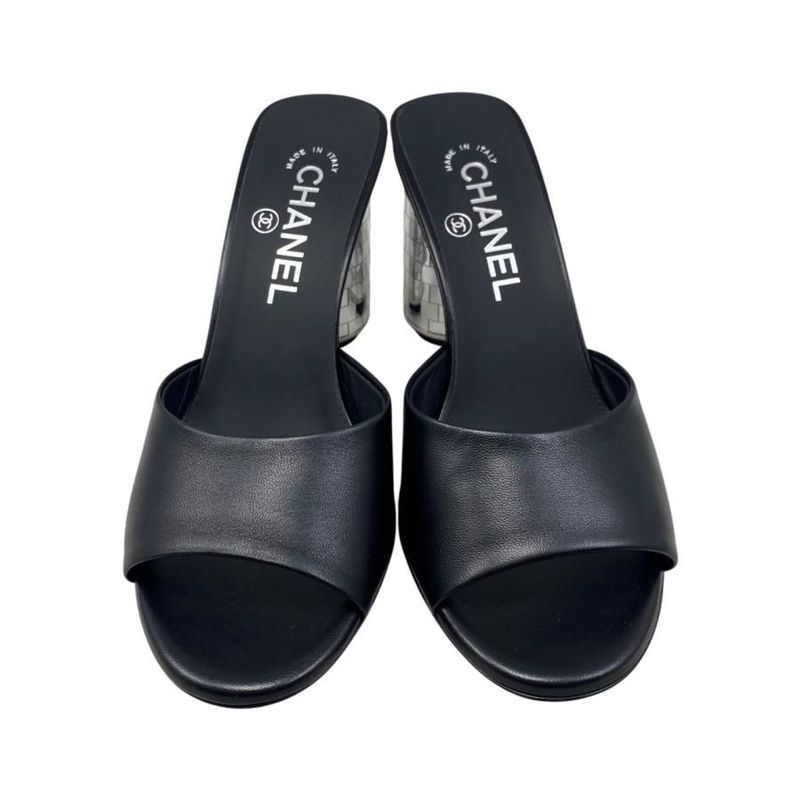 Chanel Mule Sandals Mirror Heel G45358 X01000 94305 36 1 2 Size Coco Mark