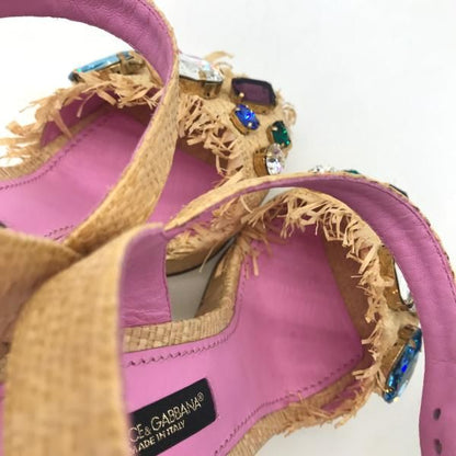 Dolce & Gabbana Straw Wedge Sandals 35.5