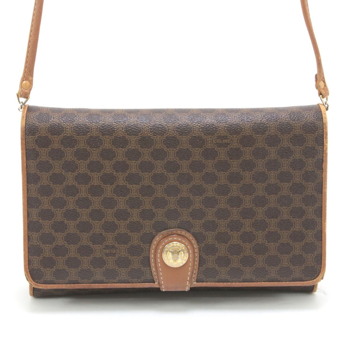 Celine Macadam Pattern Shoulder Bag M08 Brown