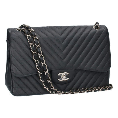 Chanel Deca Matelasse 30 Double Flap Caviar Skin Chain Shoulder Bag Women
