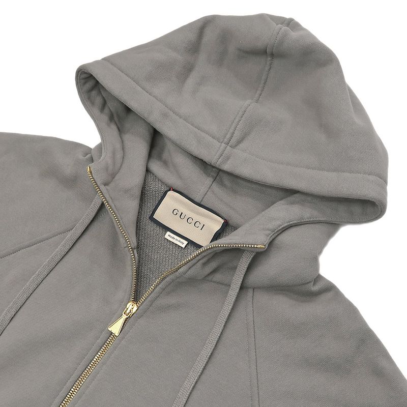 Gucci Half Zip Sweat Parka S Gray 644656 100% Cotton Long Sleeve