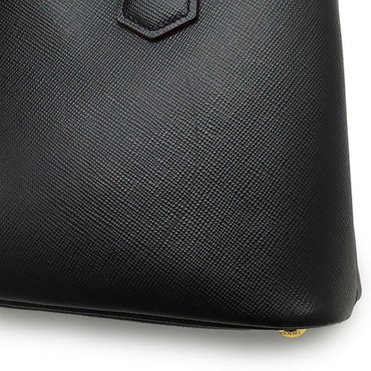 Prada Double Deubre Handbag 2WAY Shoulder Bag Bicolor Shape Pressed Leather