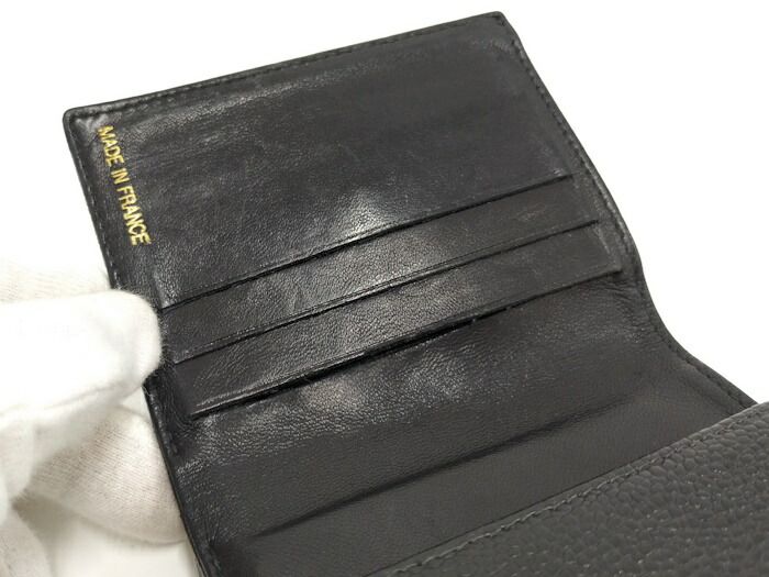 Chanel W Hook Wallet In Caviar Skin Leather Black