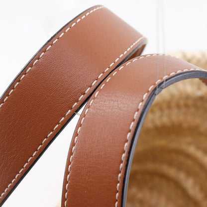 Loewe Basket Bag Small Basket Bag Raffia And Leather Brown Women Tote Bag