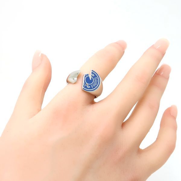 Hermes Carrousel Ring T58 Bleu De France Blue Clous Sel Horse Profile