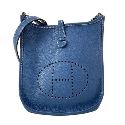 Hermes Shoulder Bag Evelyn TPM Blue Silver Hardware