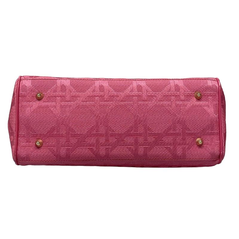 Dior/christian Dior Handbag Canage Stitch Pink Lame Leather