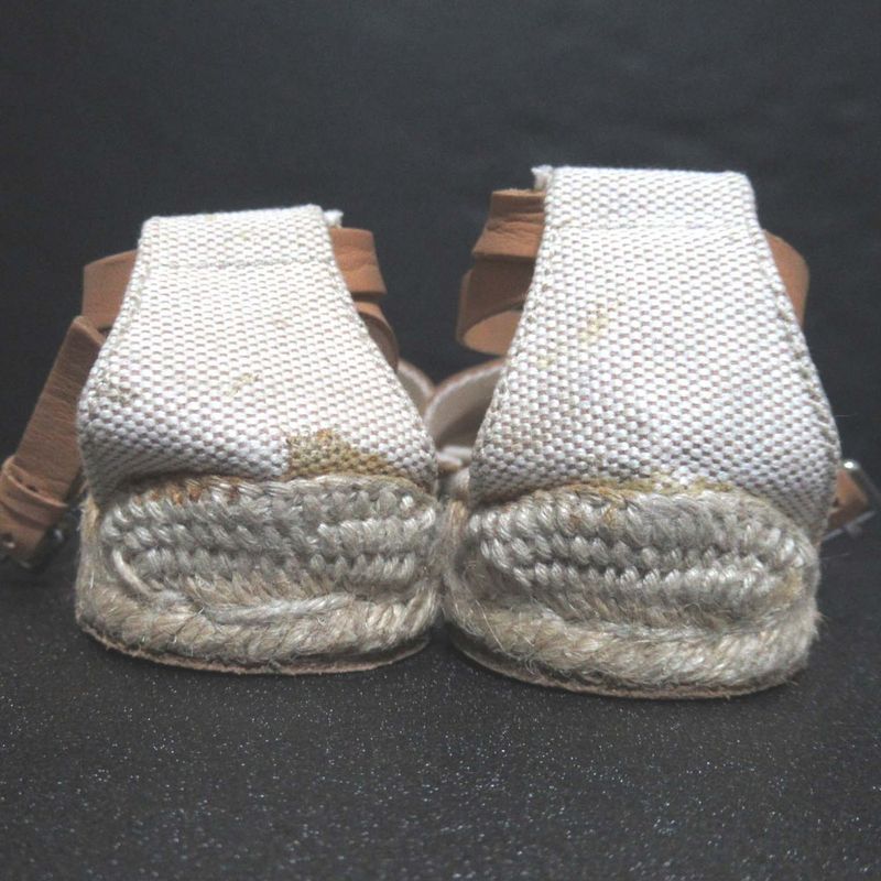 Good Hermes Ankle Strap Espadrille Flat Sandals Size 35 Equivalent to 22cm