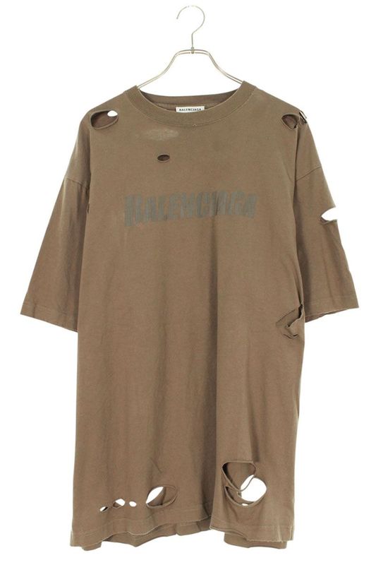 Balenciaga 651795 Tkvb8 Destroyed Logo Print T-shirt Men's XS