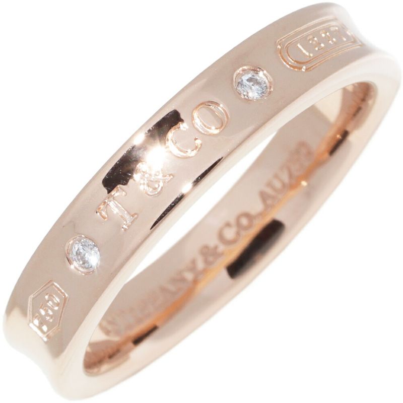 Tiffany & Co Ring 18K Pink Gold Diamond 2P 1837 Narrow Ring