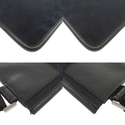 Gucci 27639 GG Canvas Leather Black Shoulder Bag Black 1047 Gucci