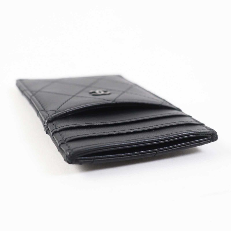 CHANEL Ap3595 Matelasse Coco Mark Lambskin Pass Case/card Case Black Hardware