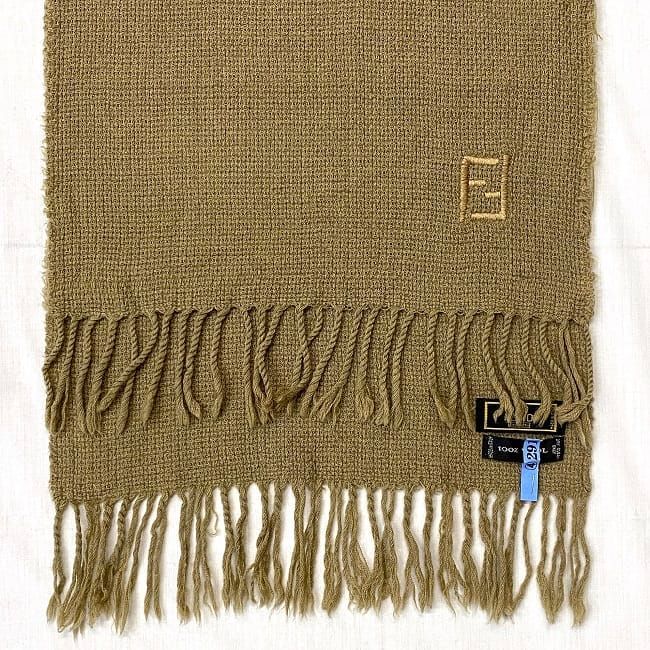 Fendi Scarf Ec21940 Beige Excellent Condition Cleaned