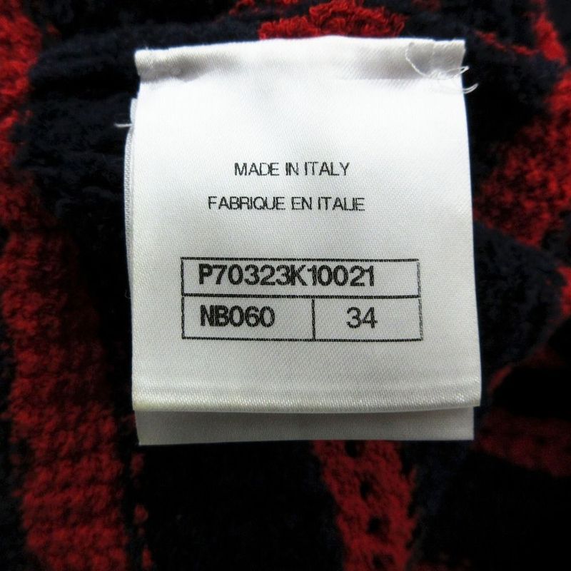 Chanel P70323k10021 21c Cropped Striped Knit Pullover Top Short Sleeves Red