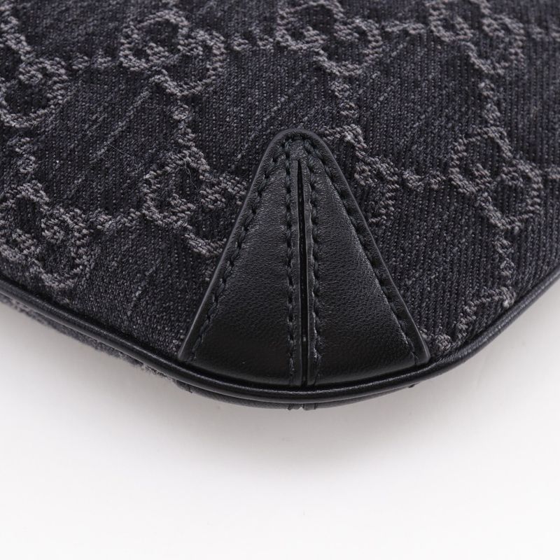 Gucci Horsebit Slim Small Shoulder GG 774719 Denim Black Women's Shoulder Bag