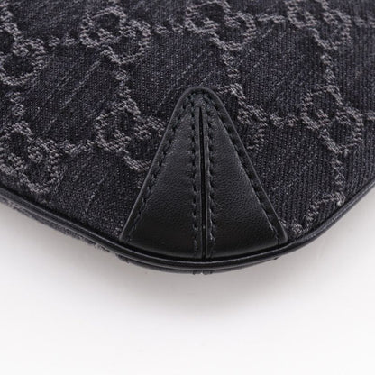 Gucci Horsebit Slim Small Shoulder GG 774719 Denim Black Women's Shoulder Bag