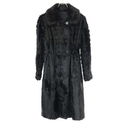 Prada 10aw Nutria Fur Collar Goat Fur Double Coat Black