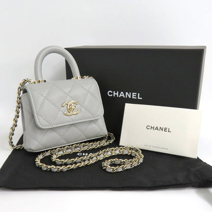 Chanel Matelasse Top Handle Flap Bag Caviar Skin Coco Handle 11cm