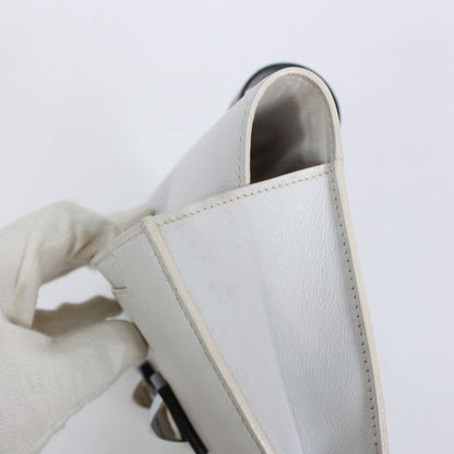 Hermes Medor Box Calf Black And White Clutch Bag Silver