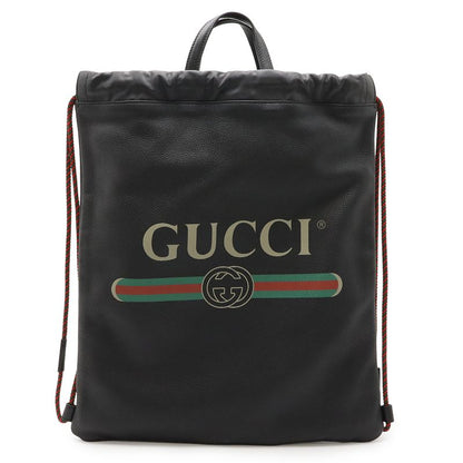 Gucci Print Coco Capitan Drawstring Backpack Sac 2WAY Tote Leather Black 494053