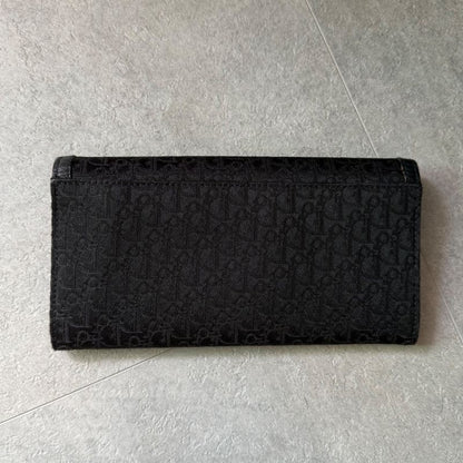 Dior Trotter Canvas Long Wallet Christian Dior Plate Foldable Wallet Black
