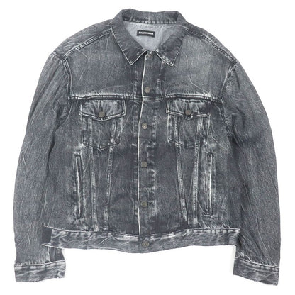 Balenciaga 20SS 621580 Denim Transfer Print Stretch Jacket Blouson Black L Made