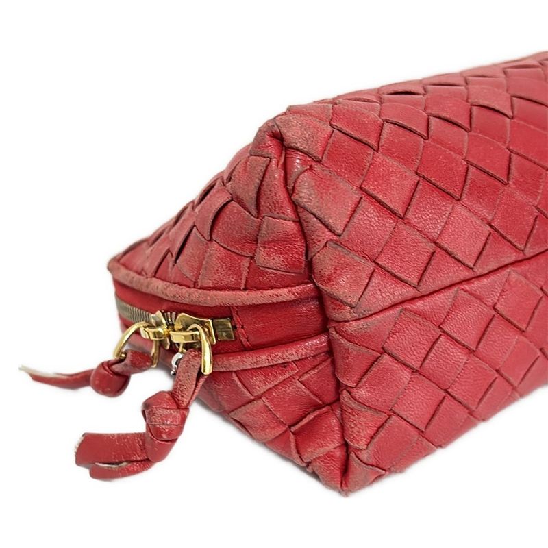 Bottega Veneta Pouch Intrecciato 132534 Red Leather