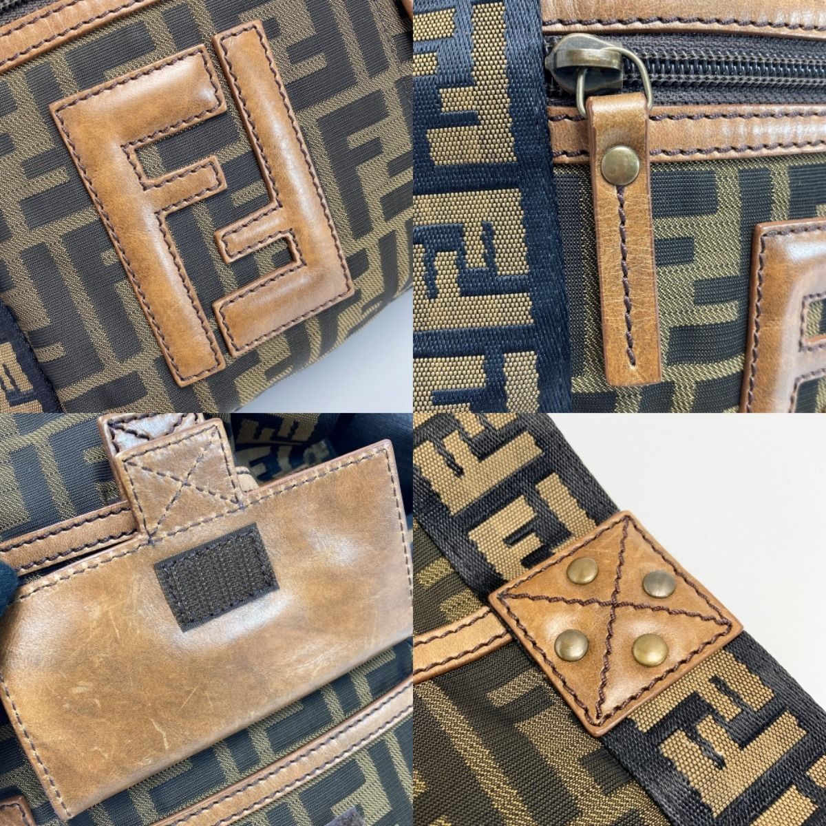 Fendi Zucca Pattern Shoulder Bag 7va167 Brown Canvas X Leather Messenger Bag
