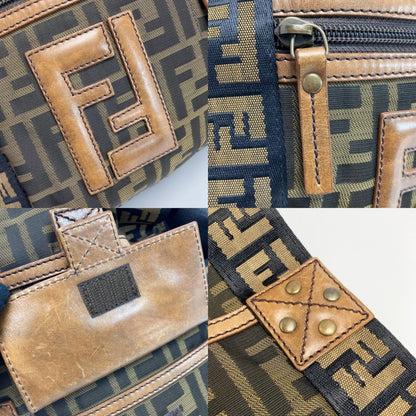 Fendi Zucca Pattern Shoulder Bag 7va167 Brown Canvas X Leather Messenger Bag