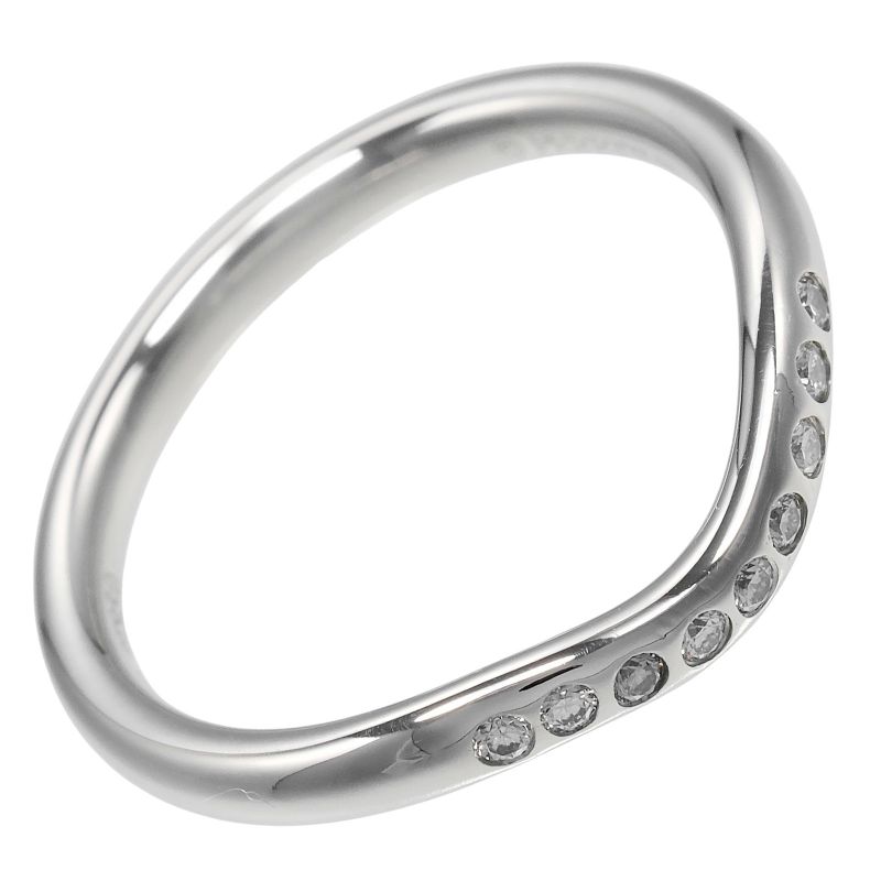 Tiffany & Co Curved Band 2mm (0.08in) Model Pt950platinum X 9P Diamonds #6.5
