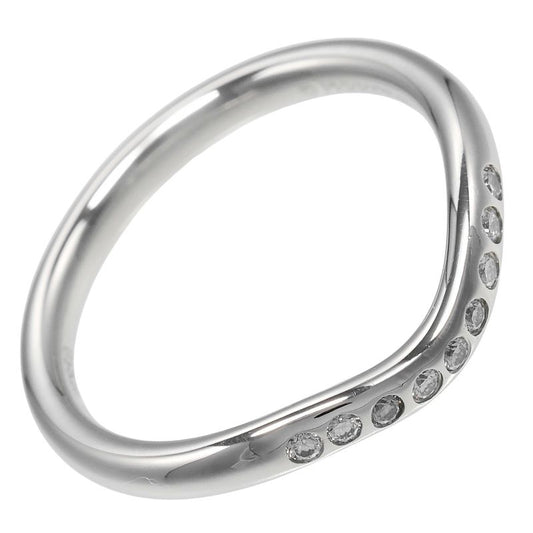 Tiffany & Co Curved Band 2mm (0.08in) Model Pt950platinum X 9P Diamonds #6.5