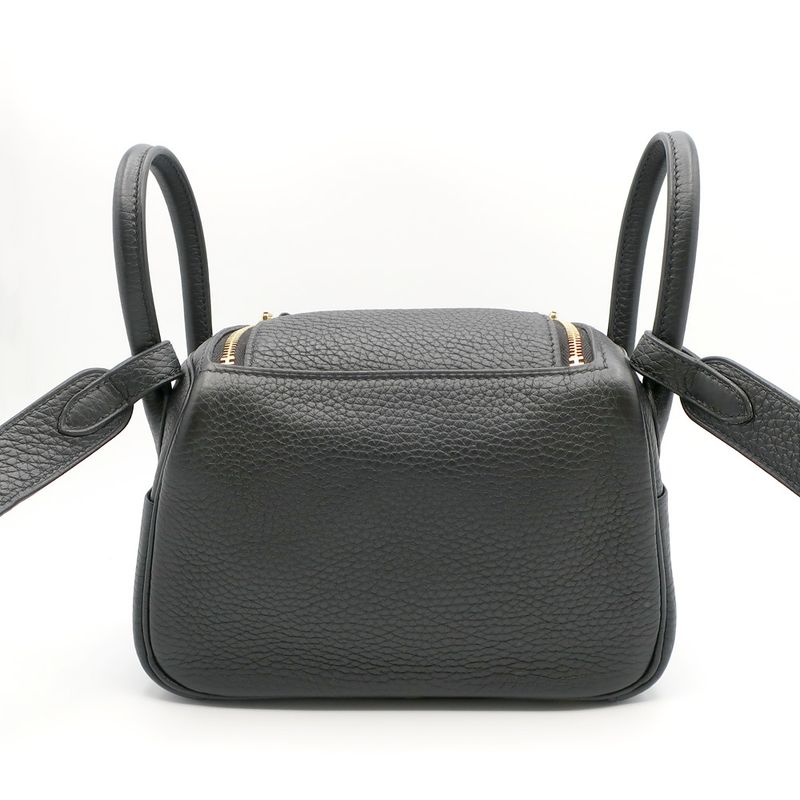 Hermes Lindy Mini Taurillon Clemence Noir Black Gold Hardware