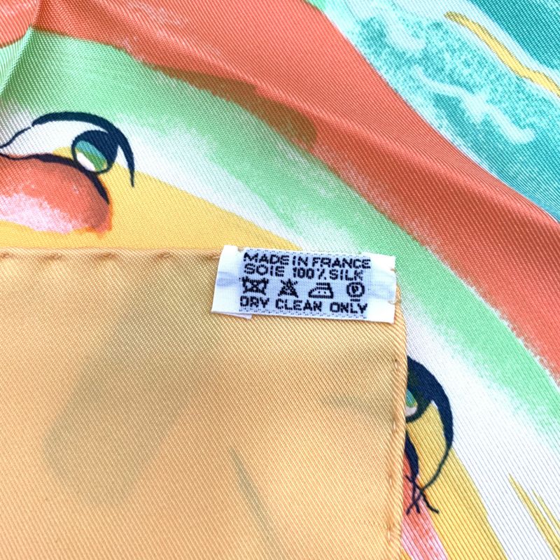 Hermes Carre 90 Smiles In Third Millenary Yellow X Multicolor Scarf 100% Silk