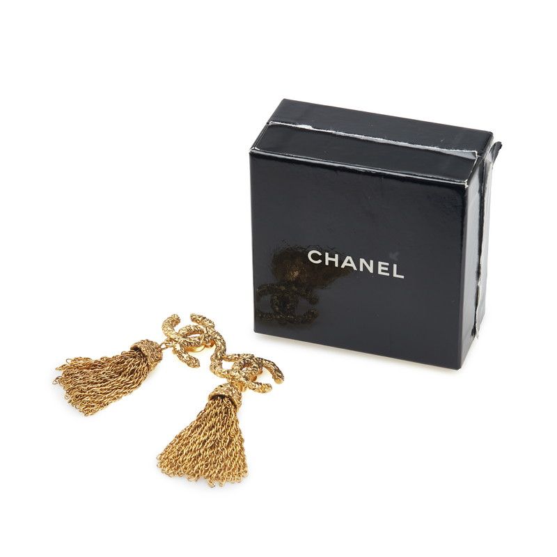 Chanel Vintage Coco Mark Lava Fringe Gold Plated Ladies Chanel