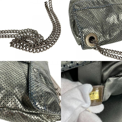 Chanel Shoulder Bag 255hardware Leather Metallic Grayish