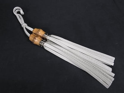 Gucci 358019 Bamboo Leather Tassel Bag Charm Strap Beige Fq1394