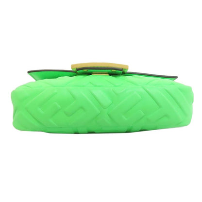 Fendi FF Zucca Pattern 2WAY Handbag Green Calf Women Leather Strap Crossbody