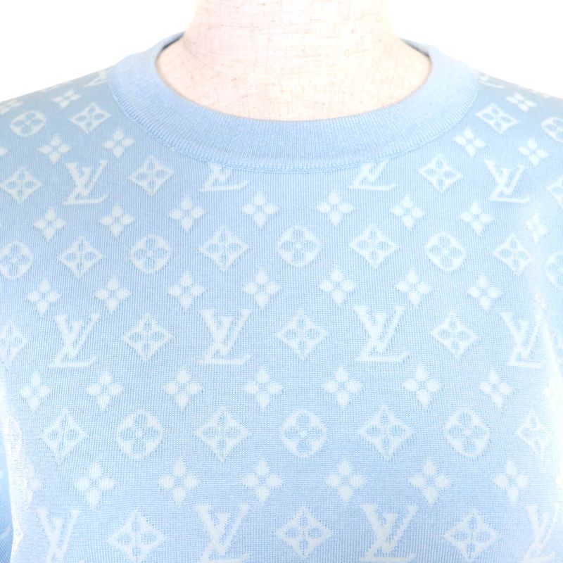 Louis Vuitton 24SS Silk Monogram Jacquard Top Jogging Pants Setup Light Blue S