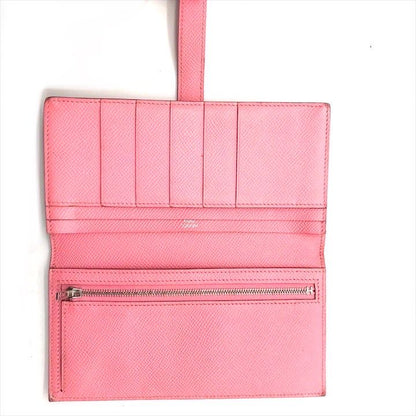Hermes Bearn Souffle Bifold Depth Wallet Silver Shikaku Pink