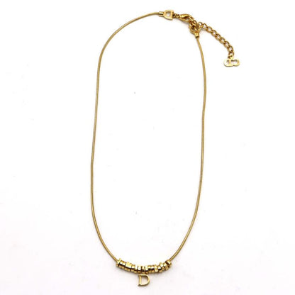 Christian DIOR Necklace D Motif Gold Color Approx 7.3g Accessories Bag M1509-1