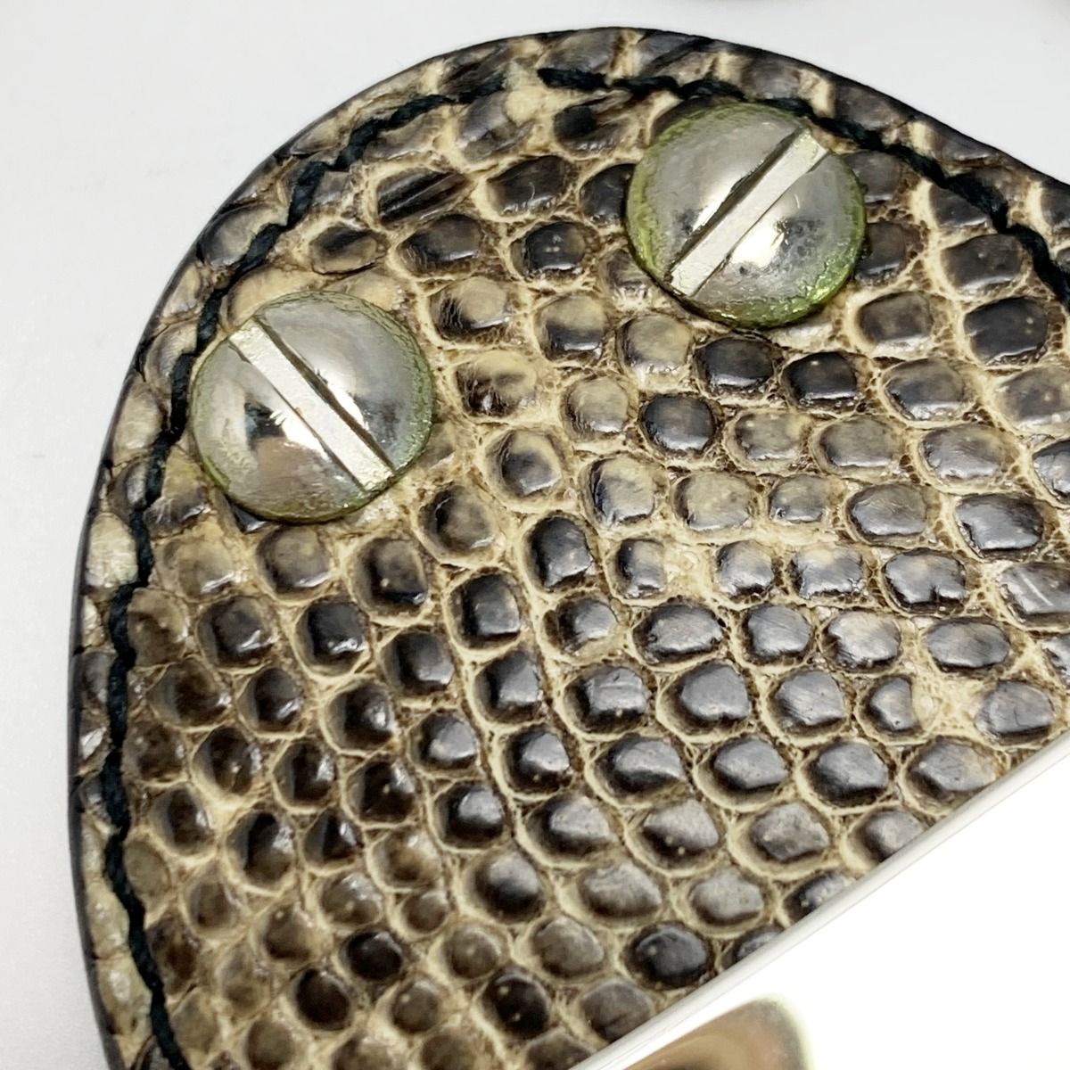 Prada Lizard Leather Heart-Shaped Key Holder Charm