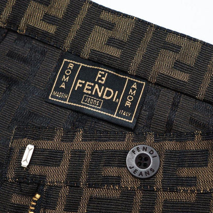 Fendi Skirt Size 38 Zucca Pattern FF Logo Total Mini Tight Made In Italy