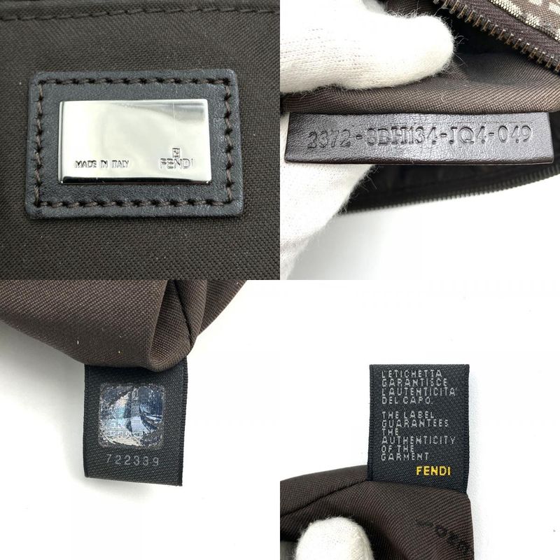 Fendi Zucchino Handbag Tote Bag Canvas Brown Women Men