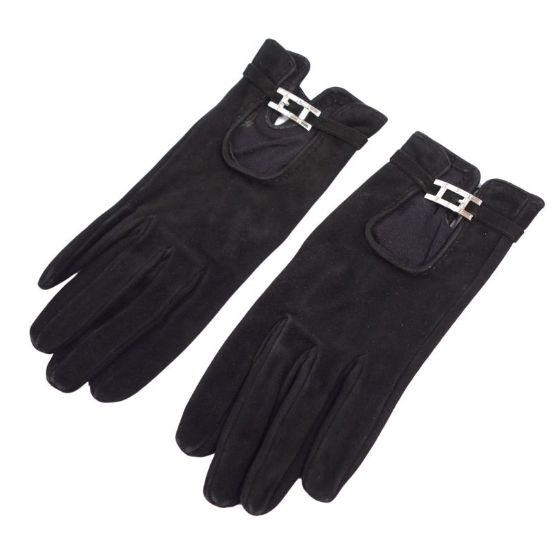 Hermes Gloves H Logo Hardware Suede Leather Rede